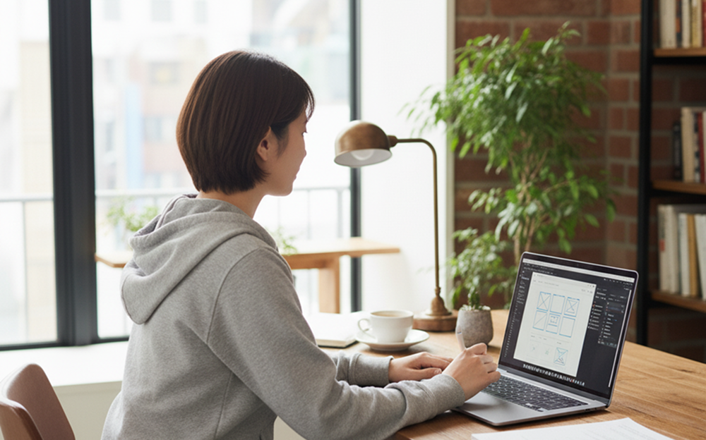 パソコンにタイピング